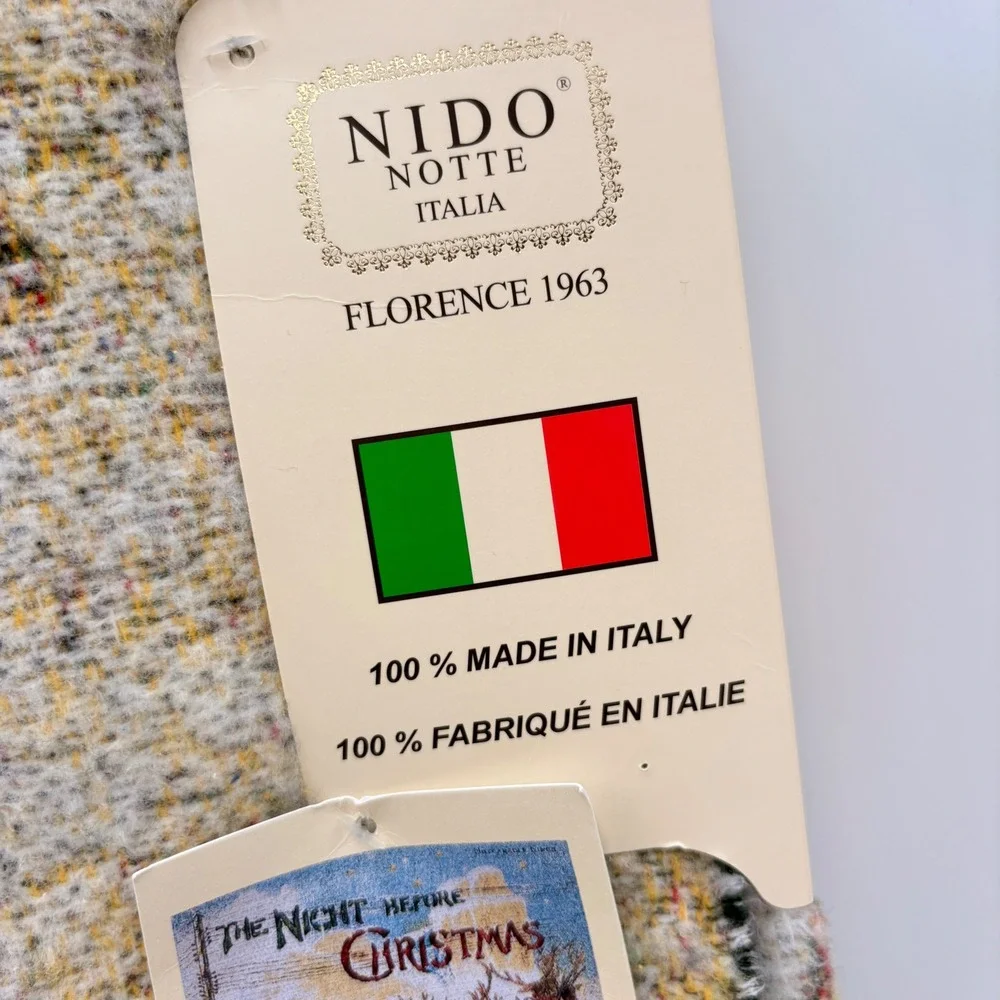 Nido Notte Italia The Night Before Christmas Woven Throw Blanket Made in Italy